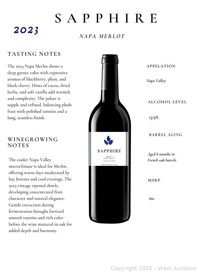 (1 Case/12 Bottles) 2023 Napa Merlot 750 ml, photo 3 of 3
