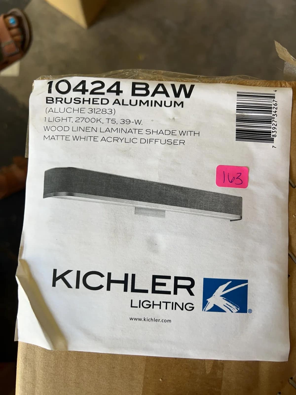 kichler-brushed-aluminum-light-fixture-with-wood-linen-shade-fd4ba4