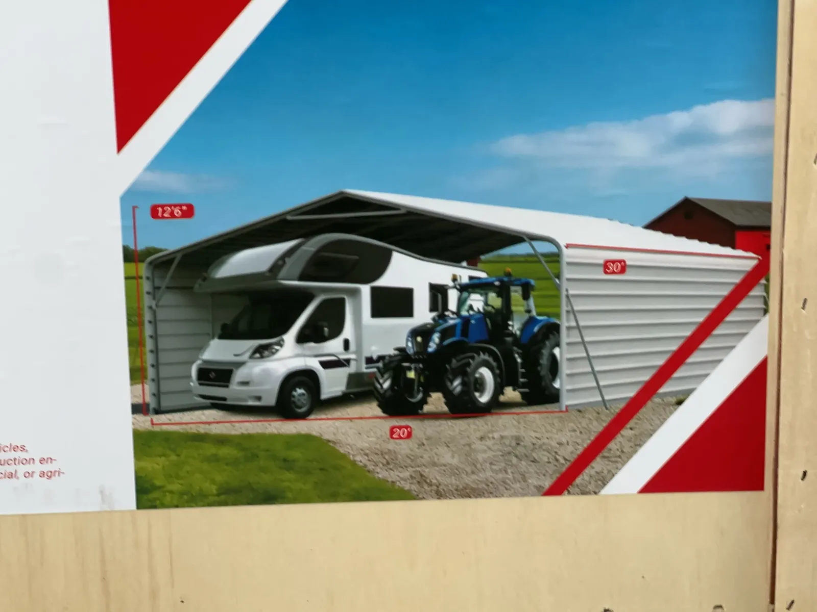 2026-sdlanch-sdlc2030ft-all-steel-carport-with-enclosed-walls-unused-mrpe5o5v