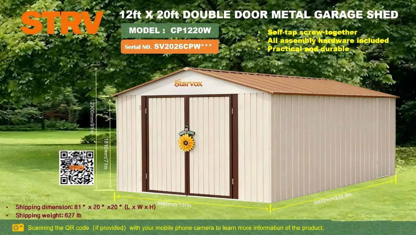 2026-starvox-cp1220w-12x20-double-door-metal-garage-shed-unused-ms6mrnw4