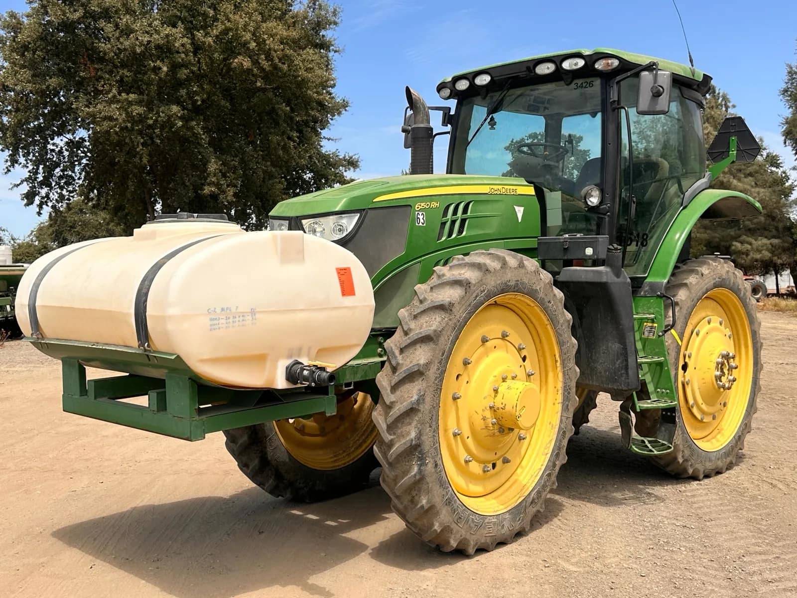 2014-john-deere-6150rh-high-clearance-4wd-tractor-with-mounted-poly-tank-mt3l8qlj