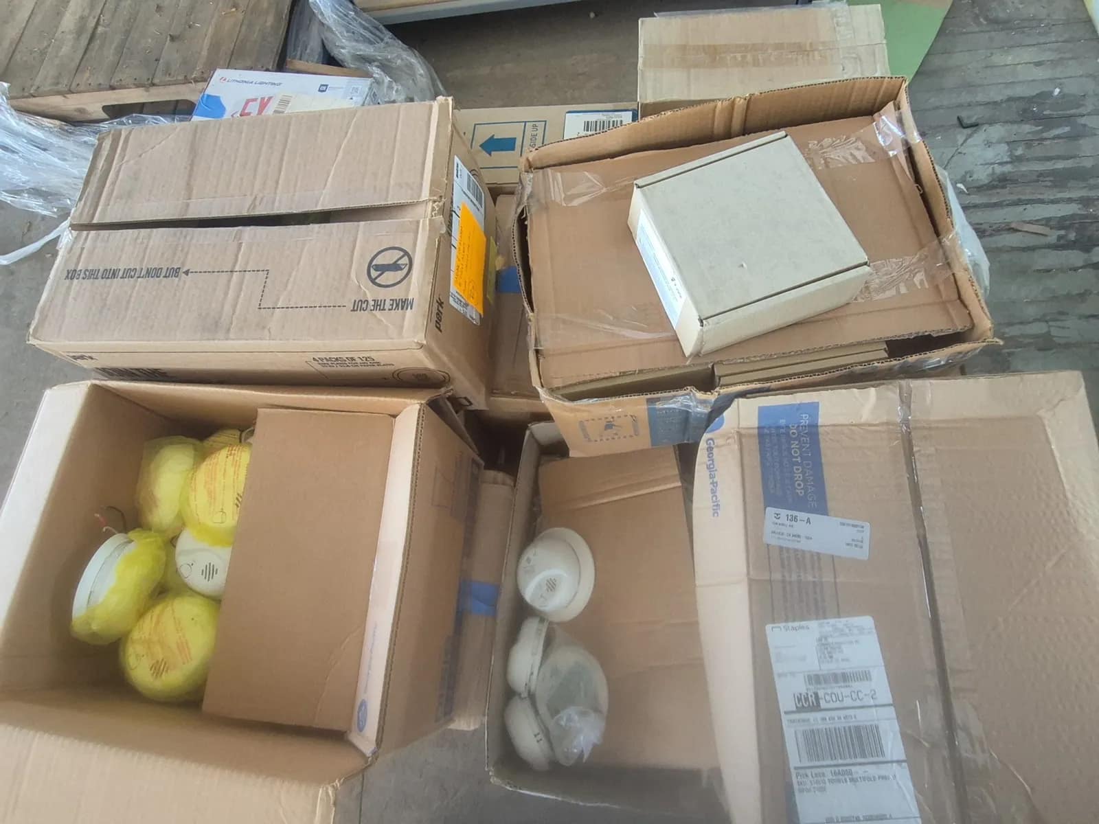 Contents Of Pallet: Assortment Of Smoke And CO Alarm - (5) Exit Signs, photo 2 of 7