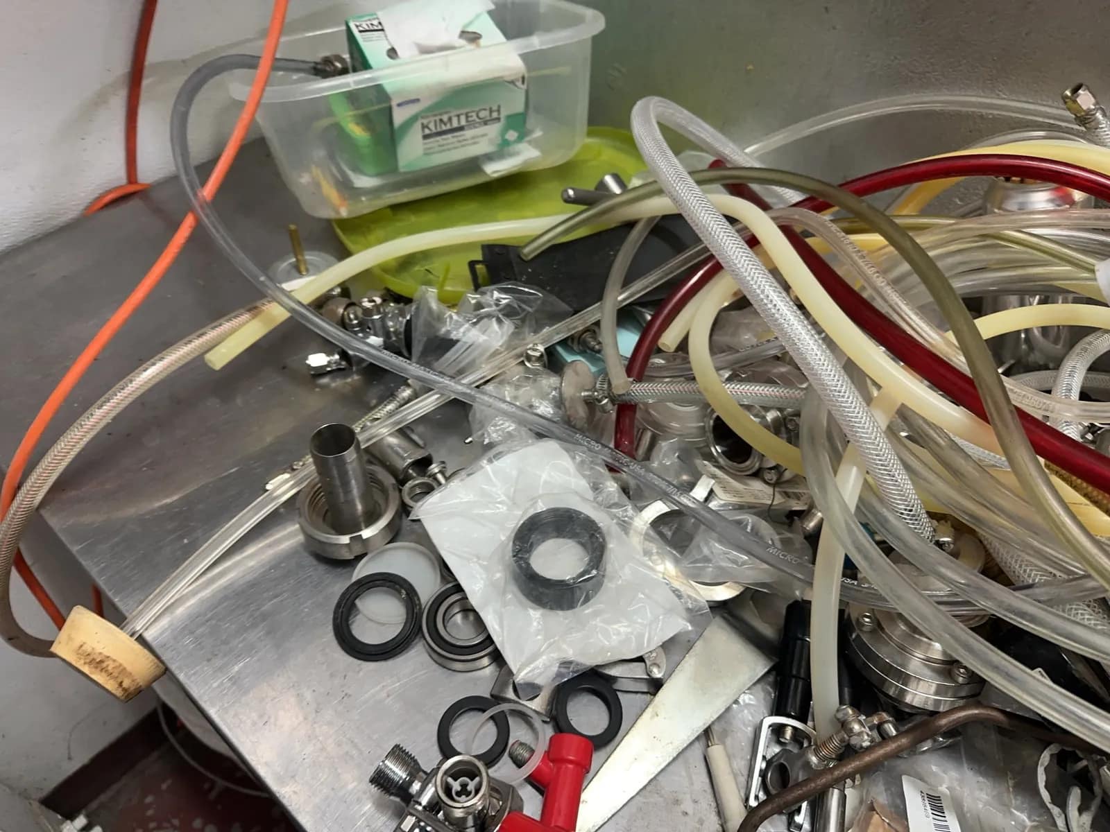 Stainless Steel Prep Table With Contents: Gauges, Clamps, Magnetic Stirrers, And More, photo 8 of 12