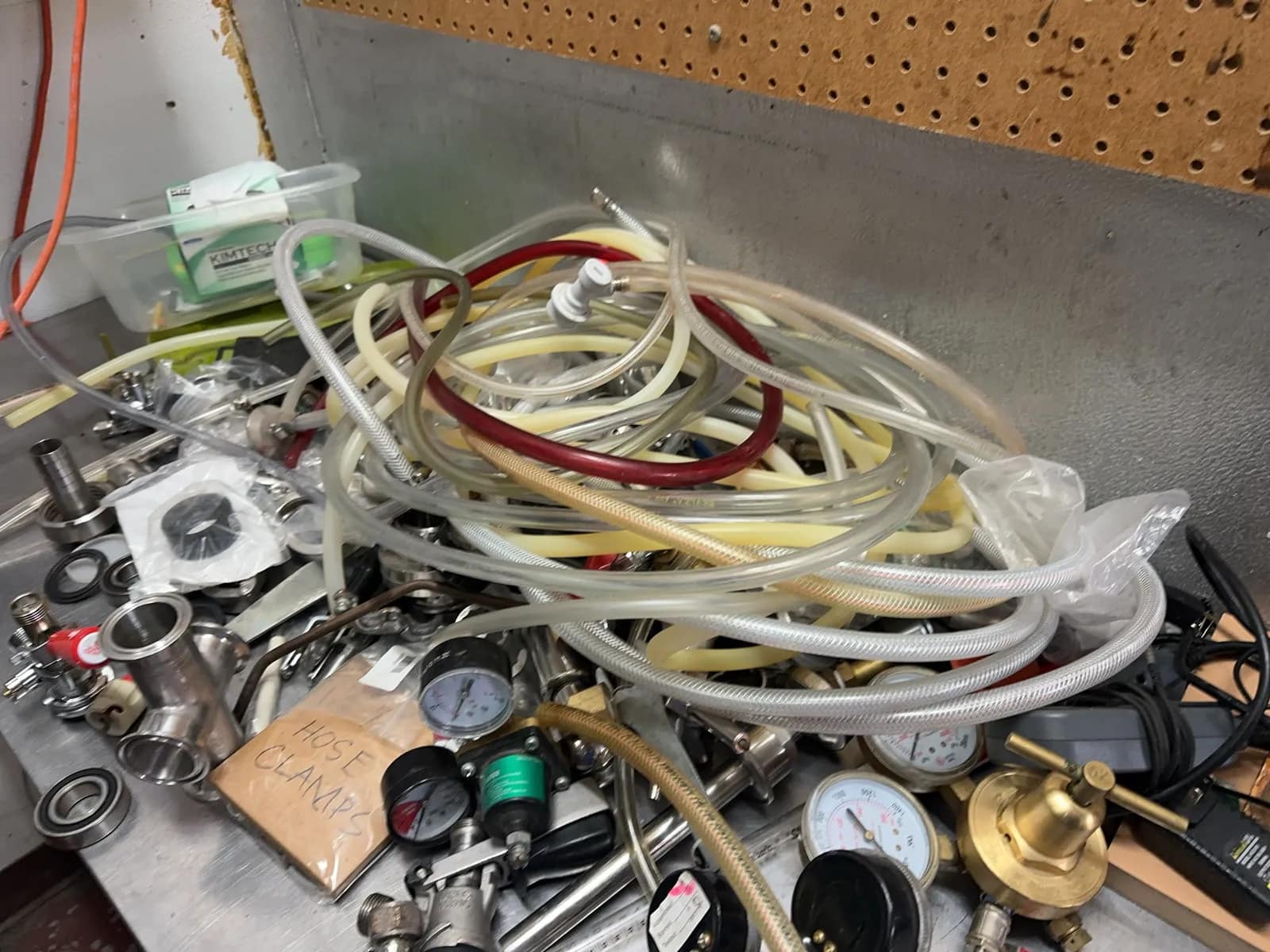 Stainless Steel Prep Table With Contents: Gauges, Clamps, Magnetic Stirrers, And More, photo 5 of 12