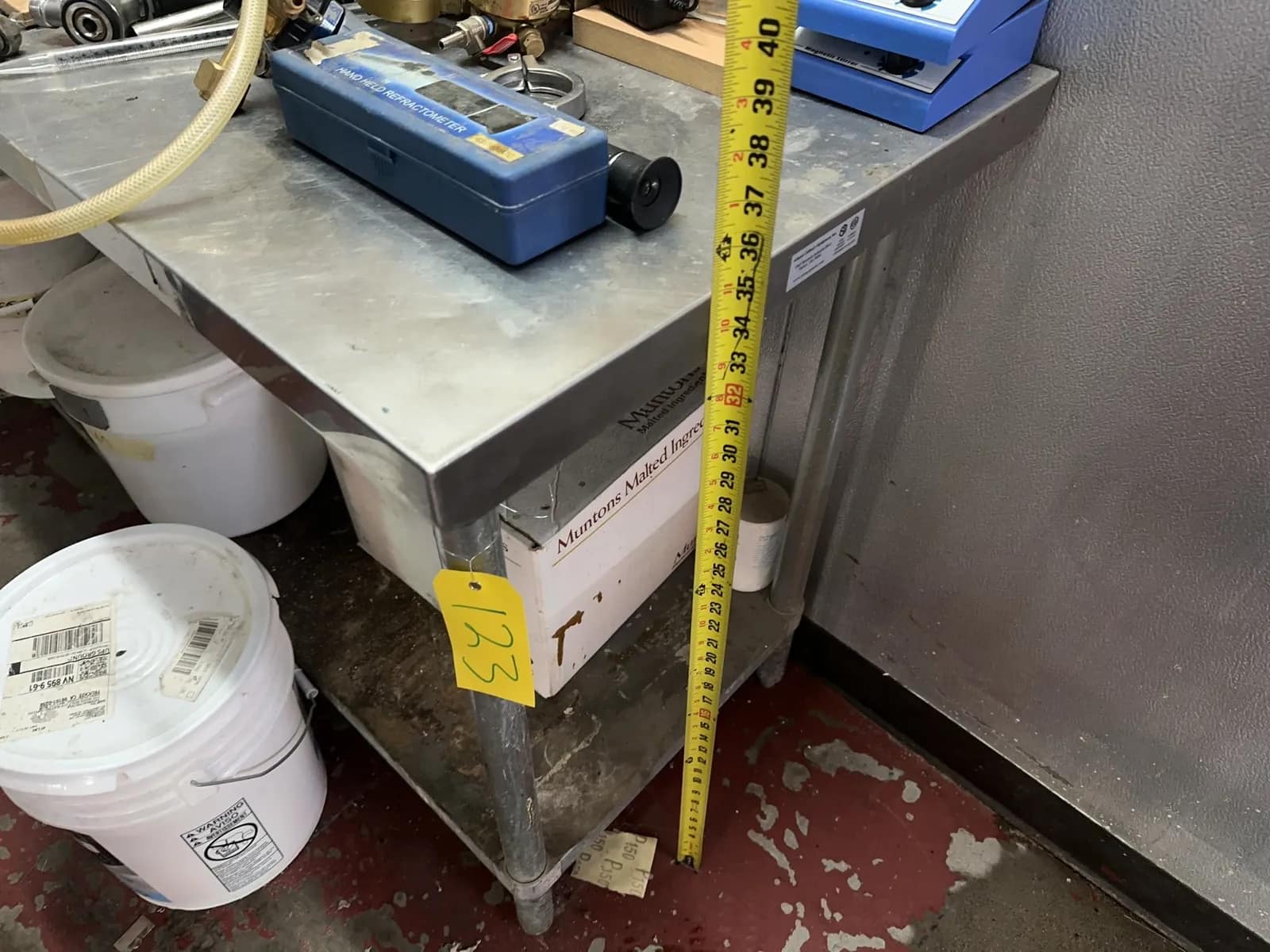 Stainless Steel Prep Table With Contents: Gauges, Clamps, Magnetic Stirrers, And More, photo 12 of 12