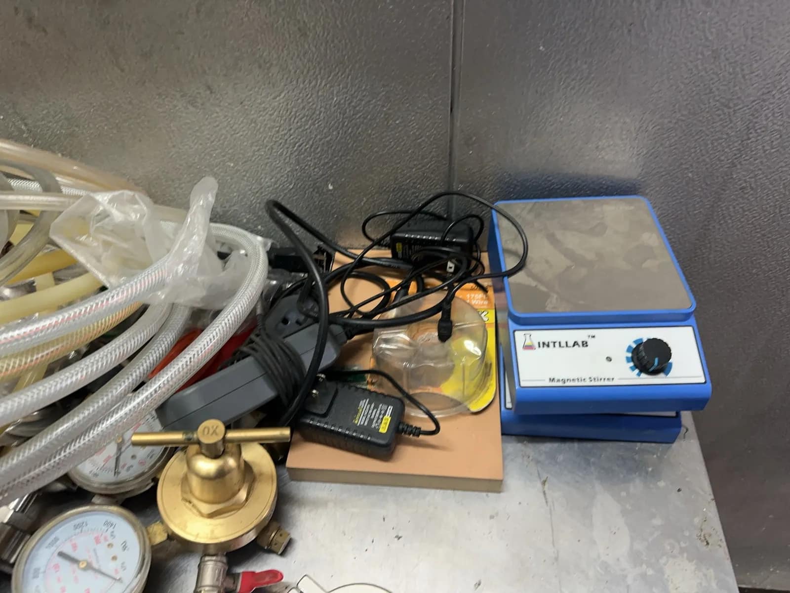 Stainless Steel Prep Table With Contents: Gauges, Clamps, Magnetic Stirrers, And More, photo 4 of 12
