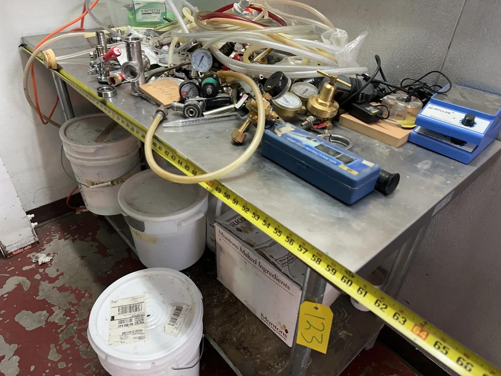 Stainless Steel Prep Table With Contents: Gauges, Clamps, Magnetic Stirrers, And More, photo 10 of 12