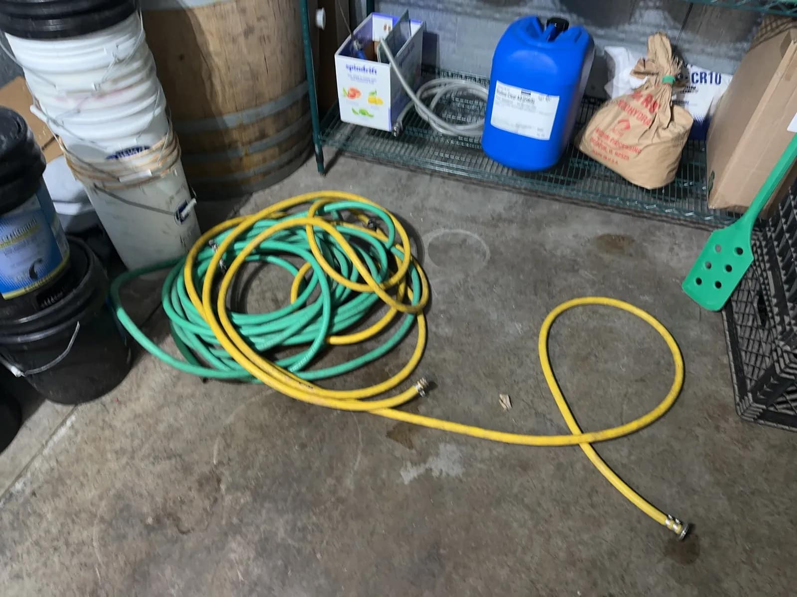 Contents Of Walk In: Buckets, Keg, Hoses, Wire Racks, Ingredients, And More, photo 4 of 11