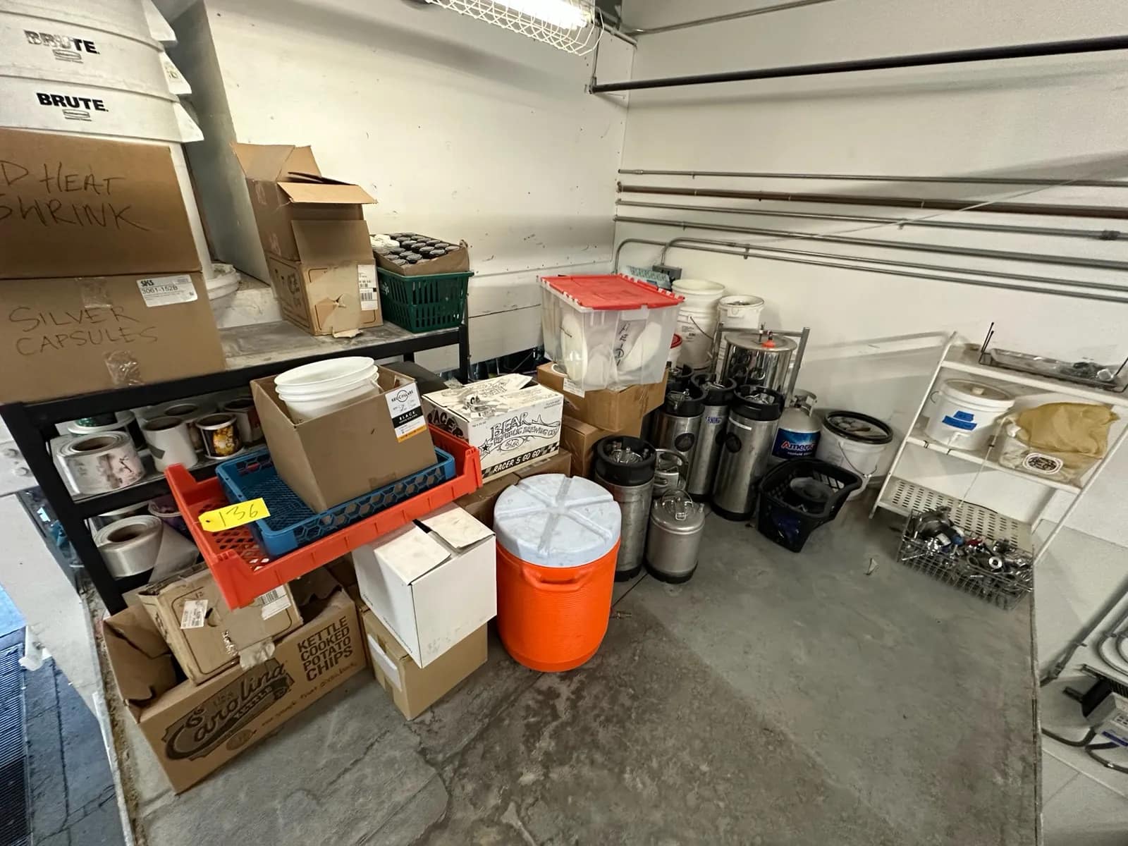 Bulk Lot: Kegs, Bottles, Clamps, Valves, Caps, Storage Racking, And More, photo 1 of 14