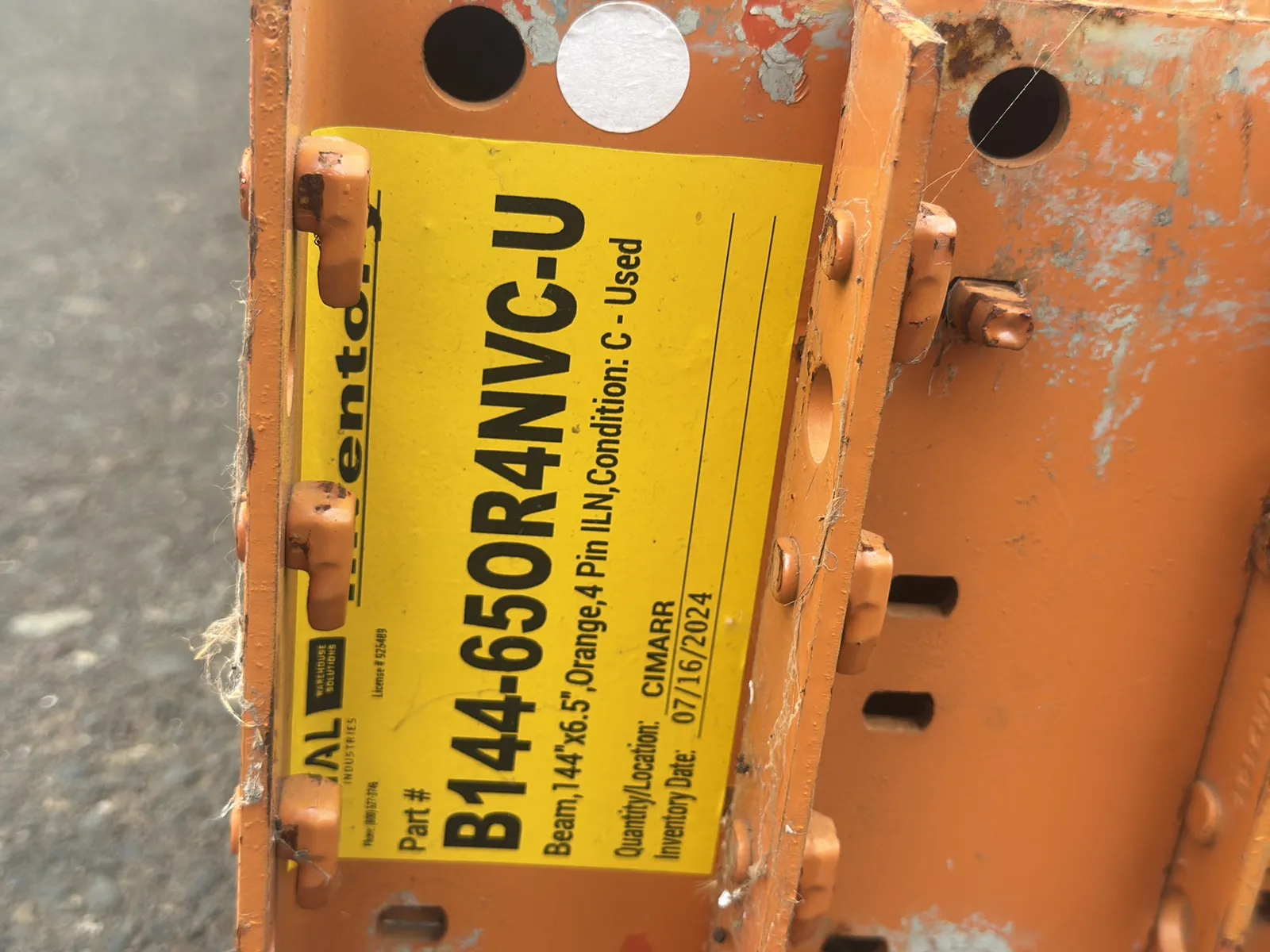 (6) 144” Pallet Racking Crossmembers, photo 5 of 5
