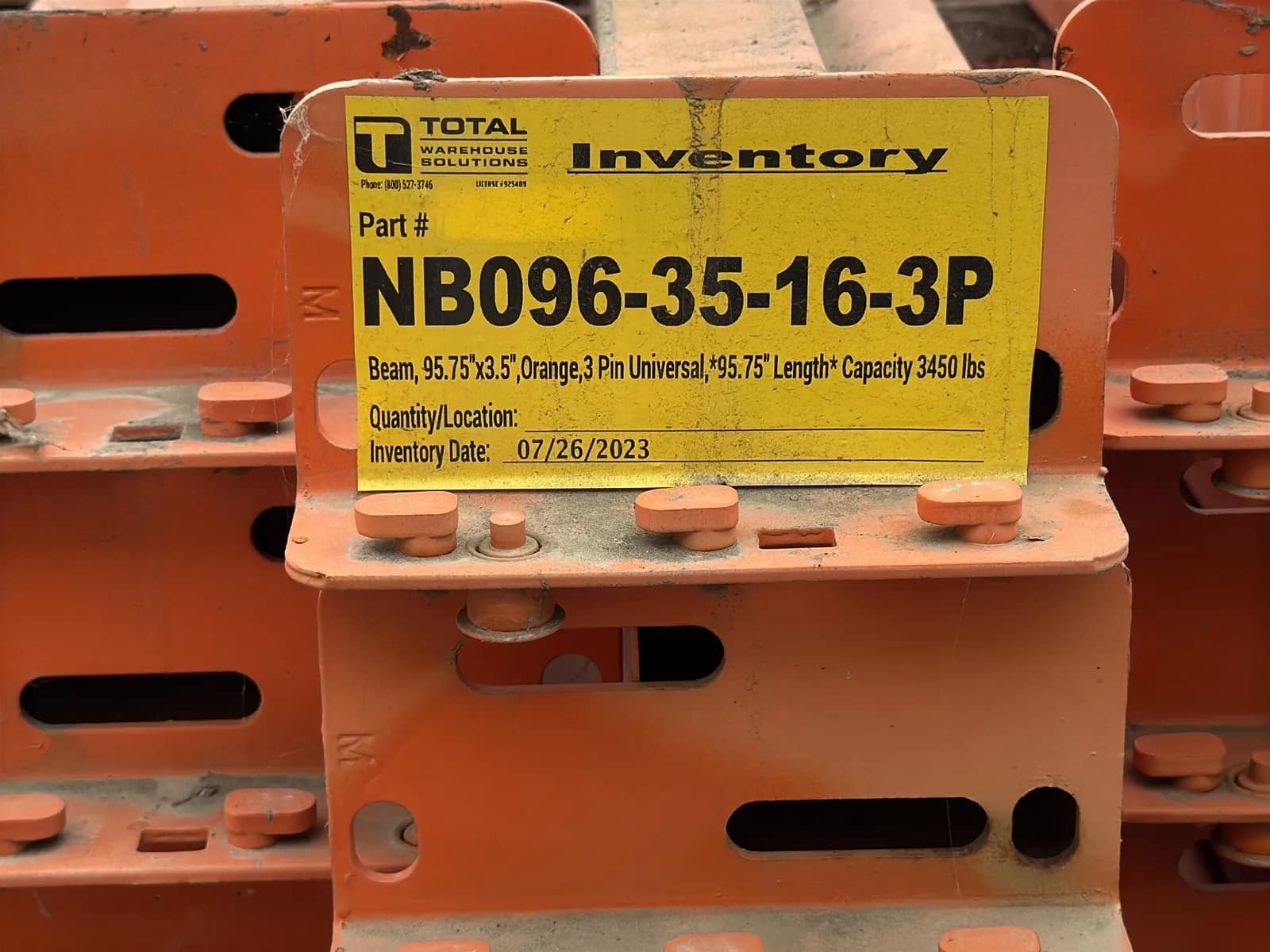 (96) 95” Pallet Racking Crossmembers, photo 3 of 5