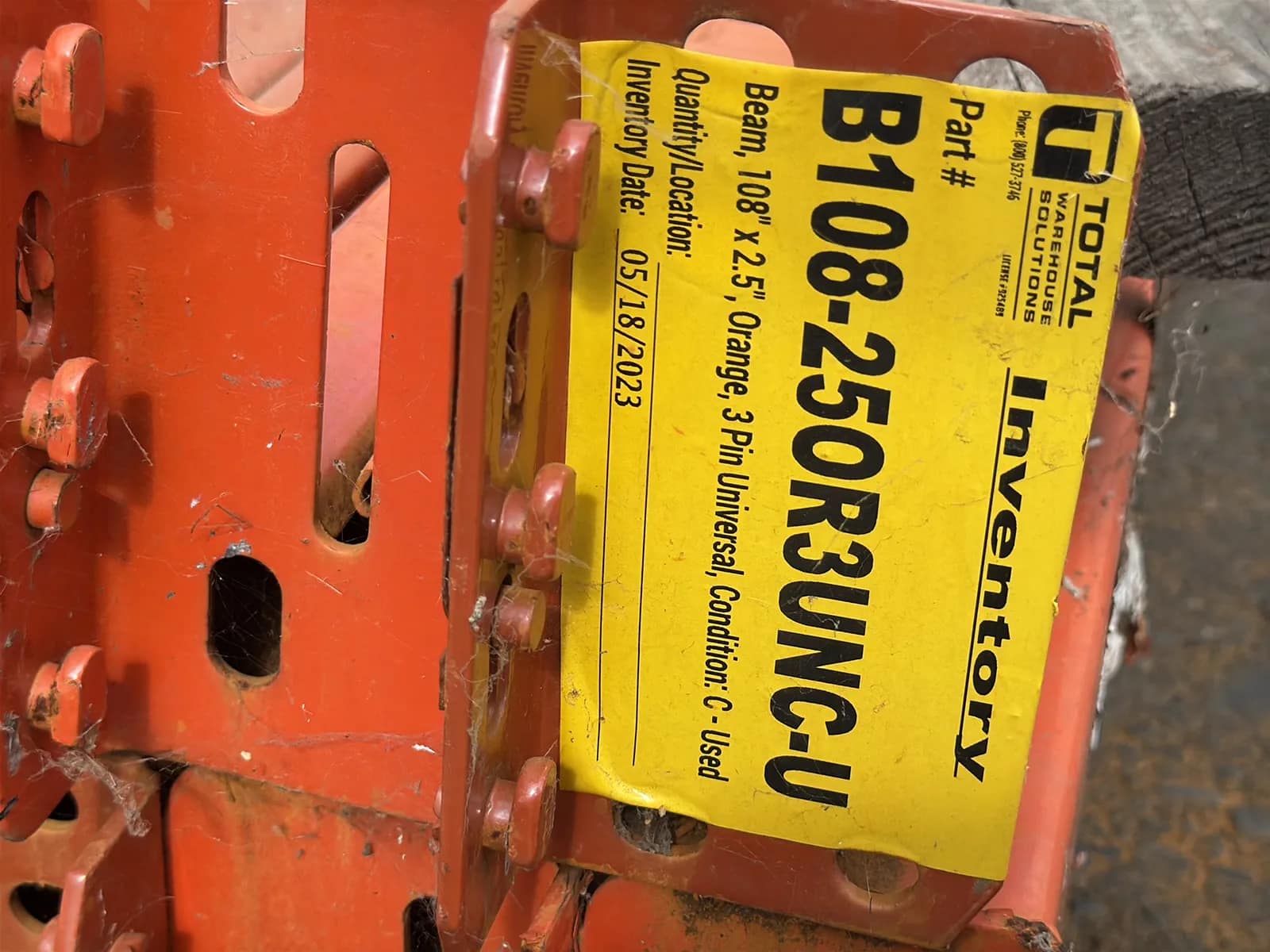 (10) 108” Pallet Racking Crossmembers, photo 4 of 5