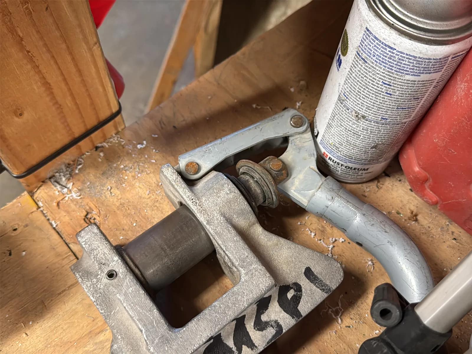 Contents Of Corner: Pipe Bender Heads, Gas Torch, C-Clamps, GreenLee 710 Metal Stud Punch, And Glove Bags, photo 5 of 11