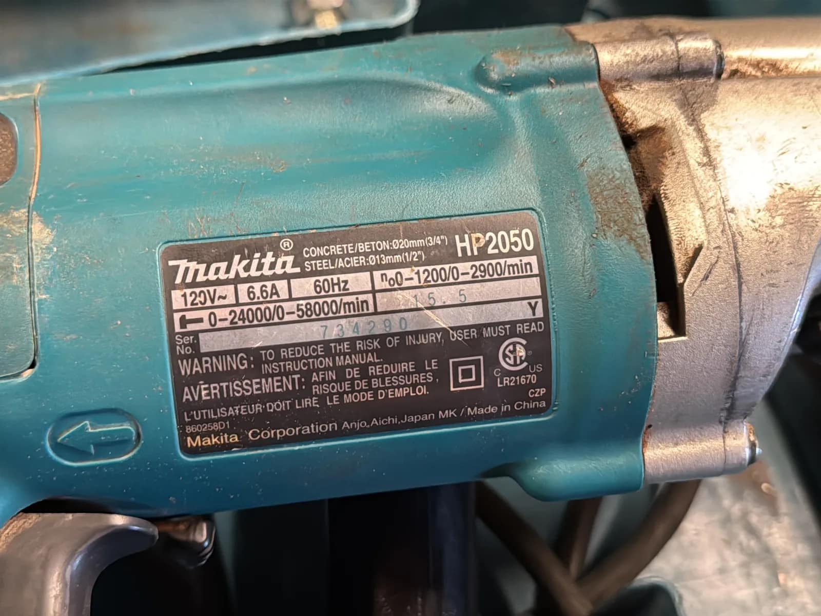 Makita 3/4” Hammer Drill HP2050, photo 8 of 9