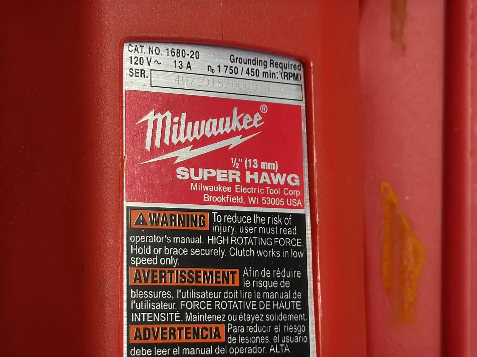 Milwaukee 1/2” Super Hawg Hammer Drill, photo 6 of 9