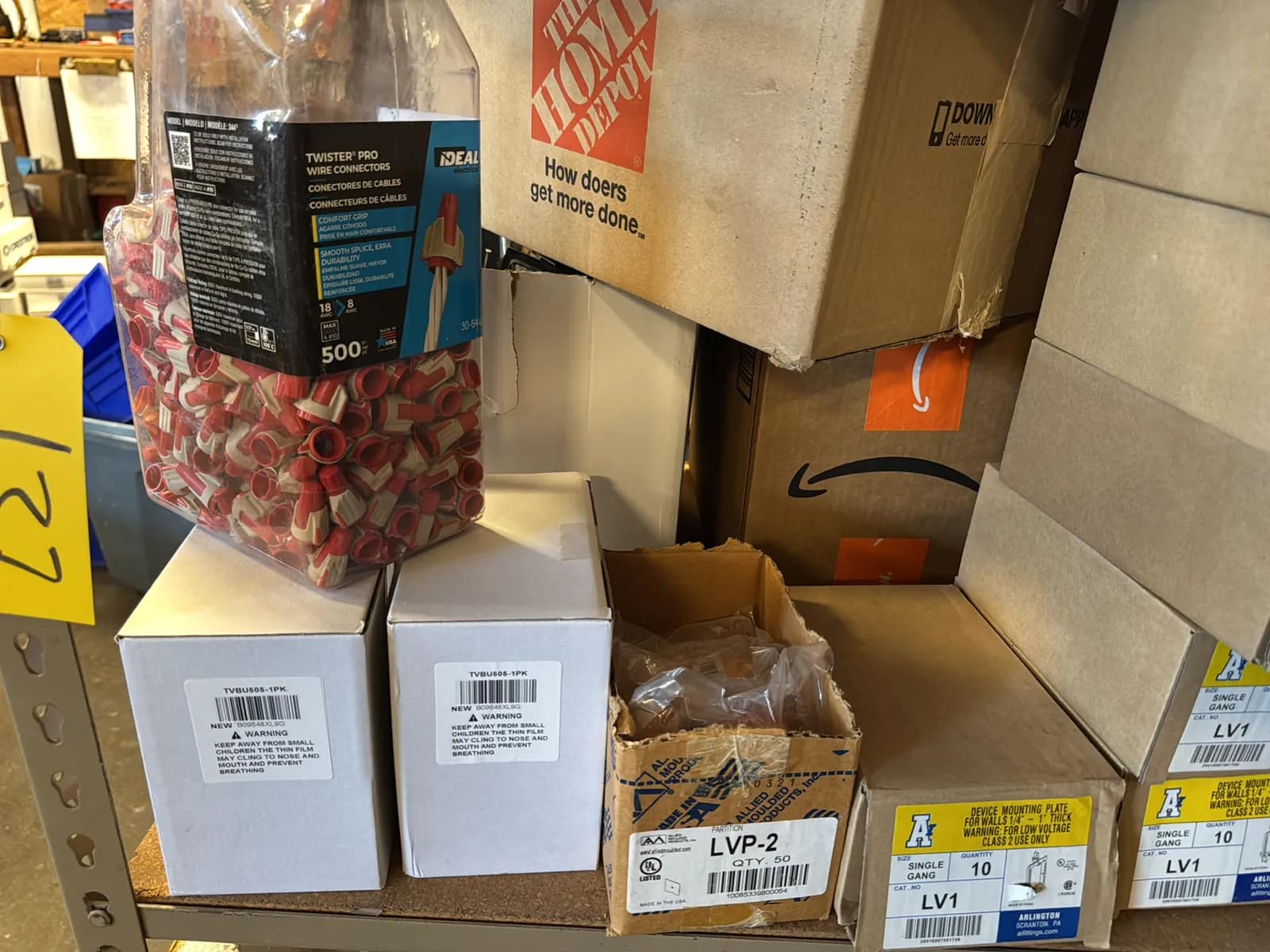 Contents Of (1) Shelf: Assorted Electrical Supply, Mounting Plates, Outlet Boxes And More, photo 5 of 6
