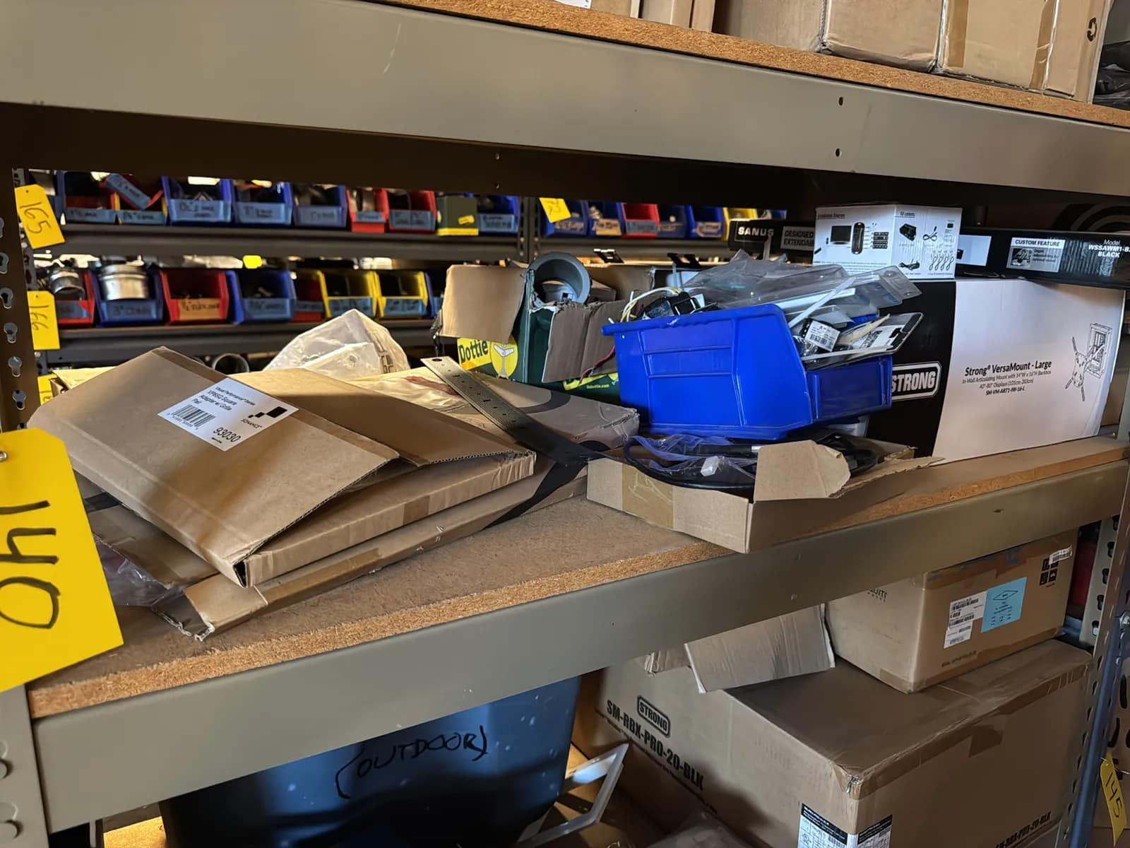 Contents Of (1) Shelf: Assorted Electrical Supply, 40”-80” Display Mount, And More, photo 1 of 7