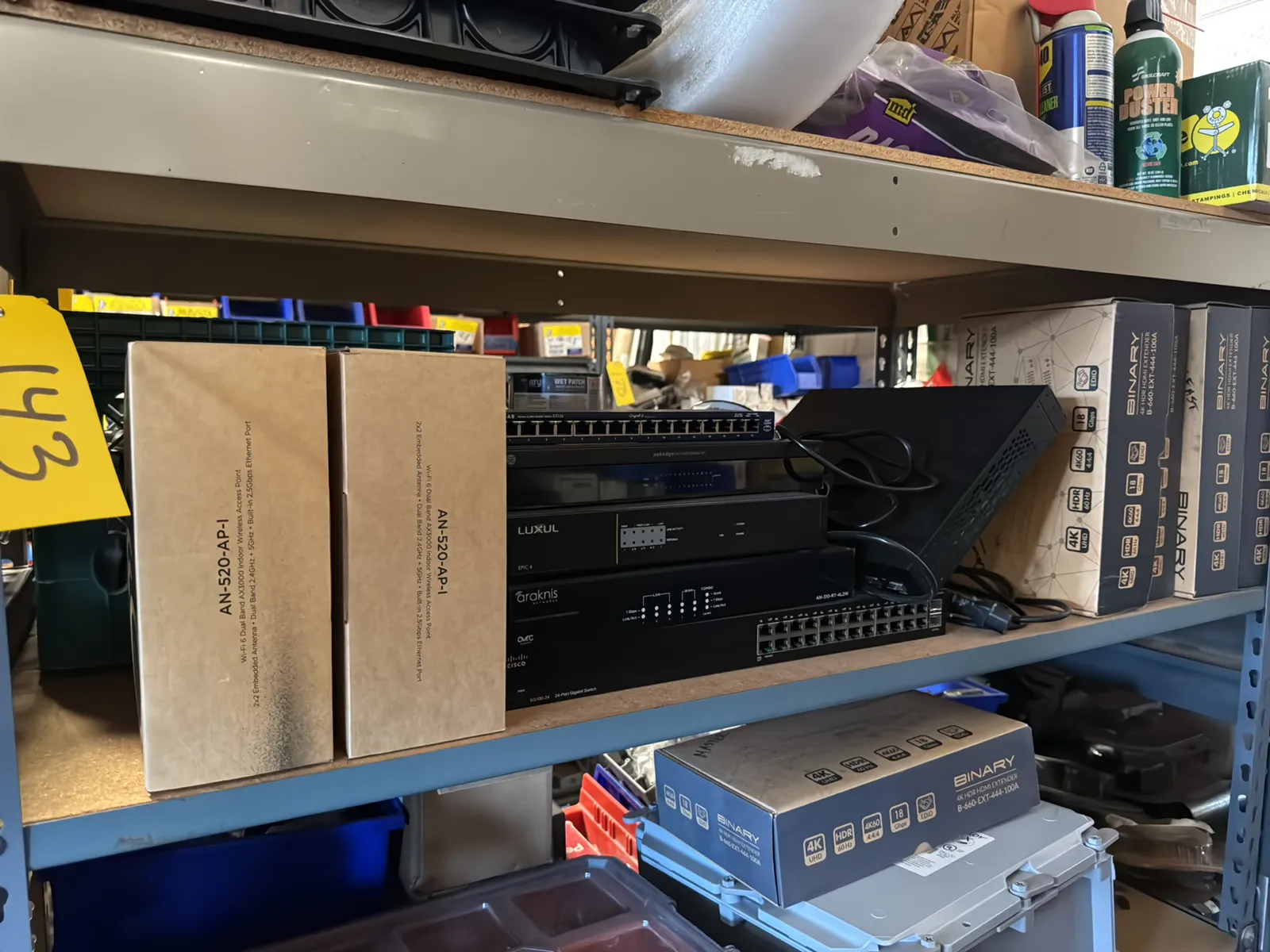 Contents Of (1) Shelf: Assorted Electrical Supply, Cisco Araknis Luxul Network Accessories, Wiremold And More, photo 1 of 8