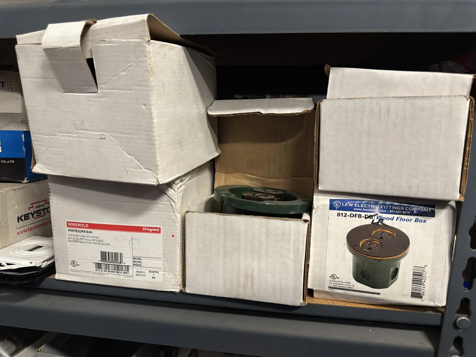 Contents Of (1) Shelf: Assorted Electrical Supply, Soldering Supply, Floor Mount Power Boxes And More, photo 1 of 12