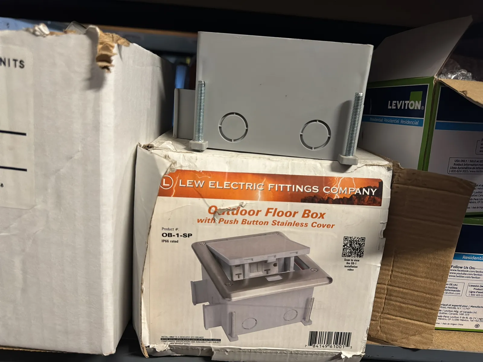 Contents Of (1) Shelf: Assorted Electrical Supply, Allthread, Floor Mounted Boxes, Weatherproof Boxes And More, photo 5 of 8