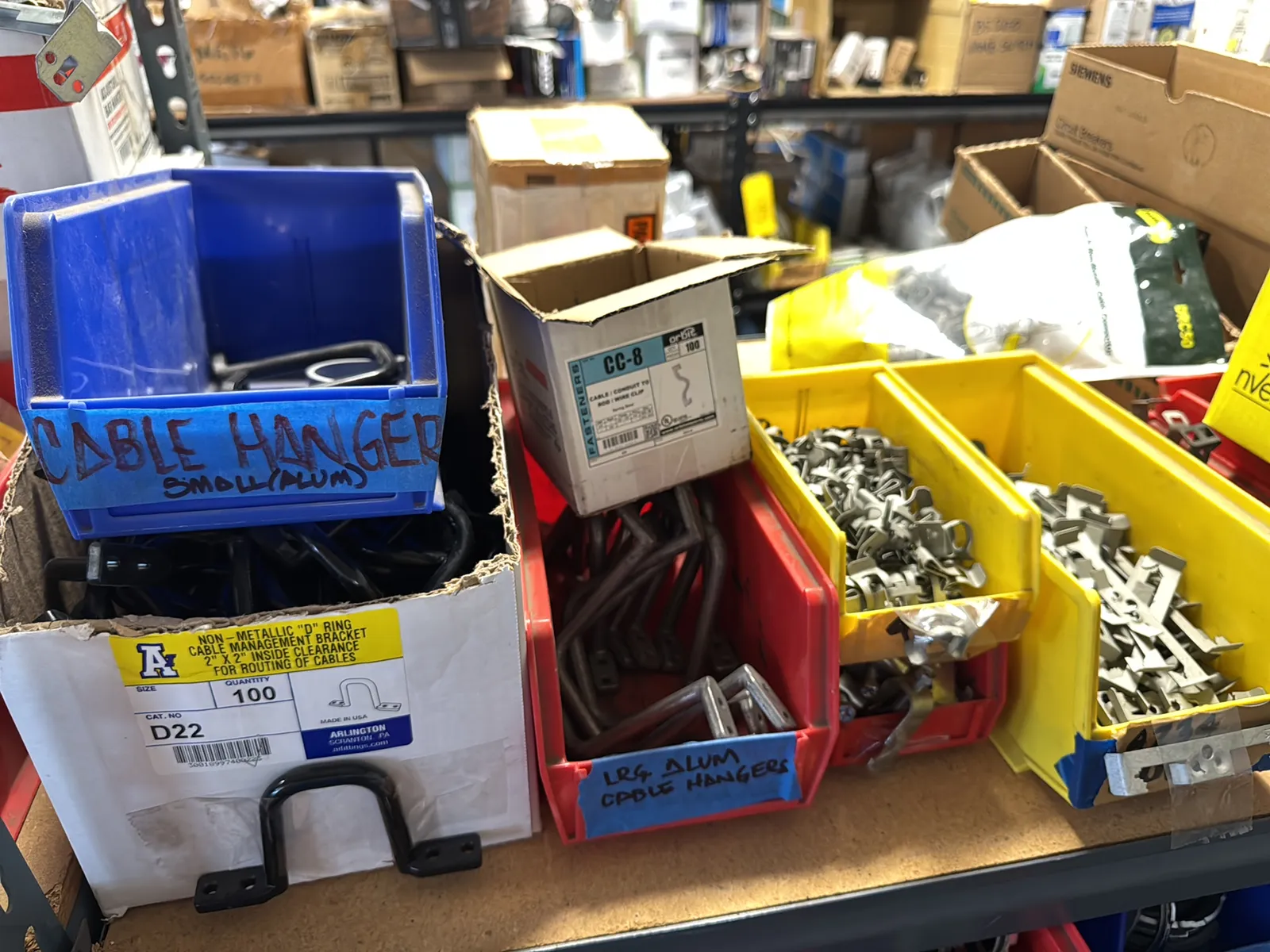 Contents Of Top (4) Racks: Assorted Electrical Supply, Cable Management, Bar Hangers And More, photo 5 of 16