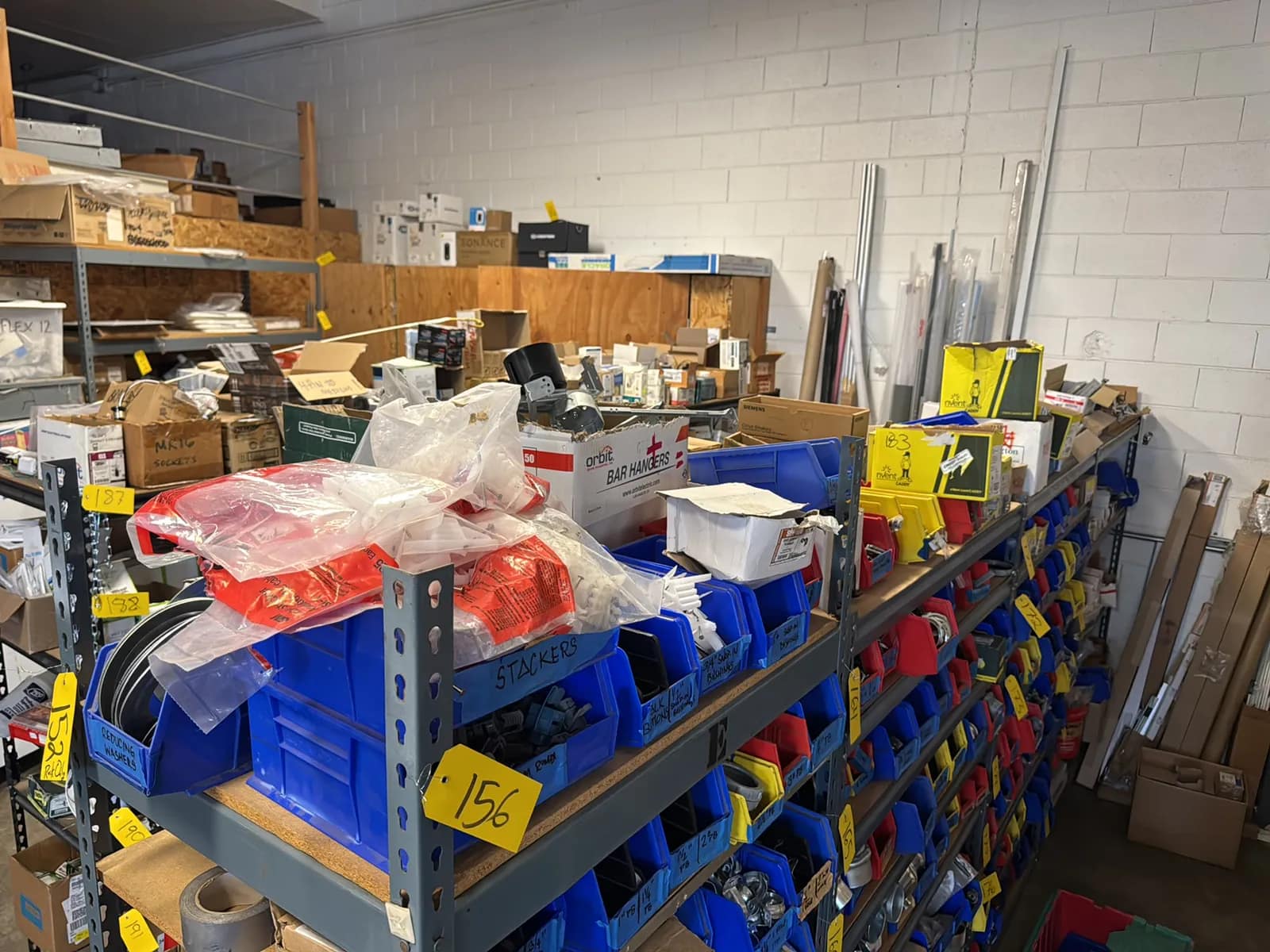 Contents Of Top (4) Racks: Assorted Electrical Supply, Cable Management, Bar Hangers And More, photo 1 of 16