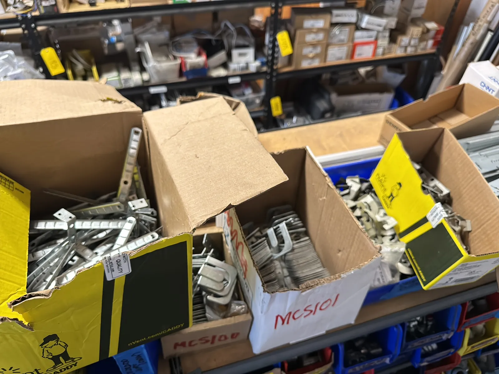 Contents Of Top (4) Racks: Assorted Electrical Supply, Cable Management, Bar Hangers And More, photo 7 of 16