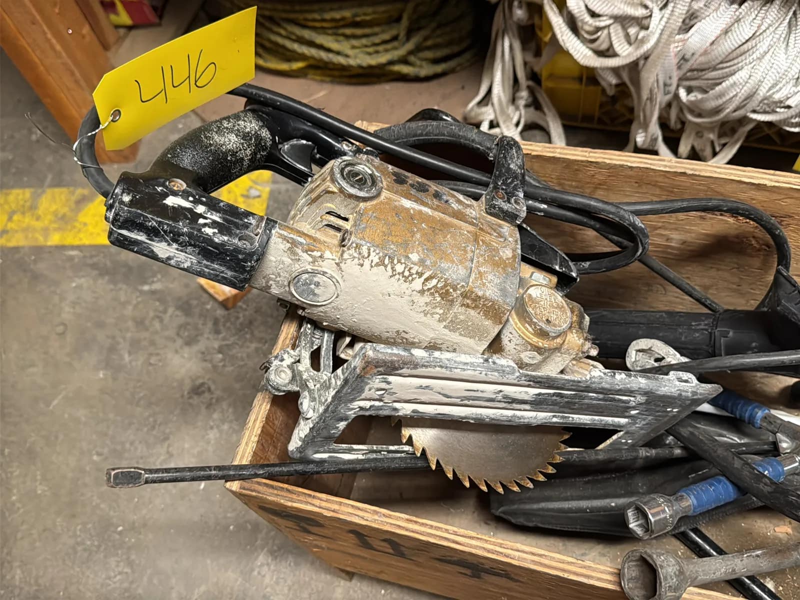 Crate And Contents: Saw, Star Wrenches, And Bottle Jack, photo 2 of 8