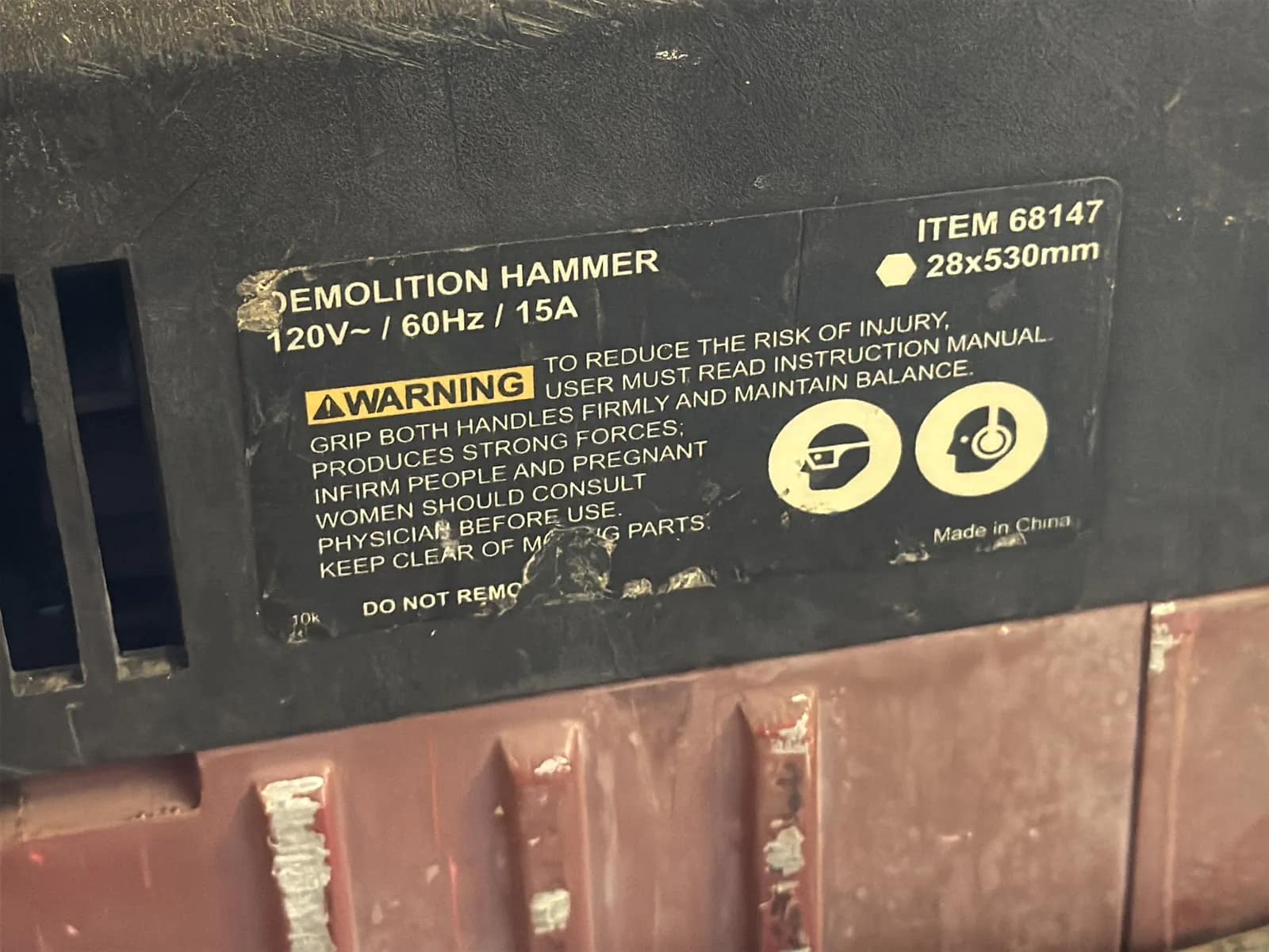 Central Machinery Breaker Hammer Corded Demolition Hammer, photo 6 of 7