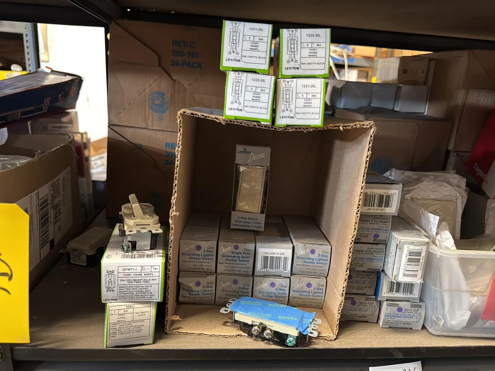 Contents Of (1) Shelf: Decora Switches, Lutron Switches, Switch Plates And More, photo 2 of 9