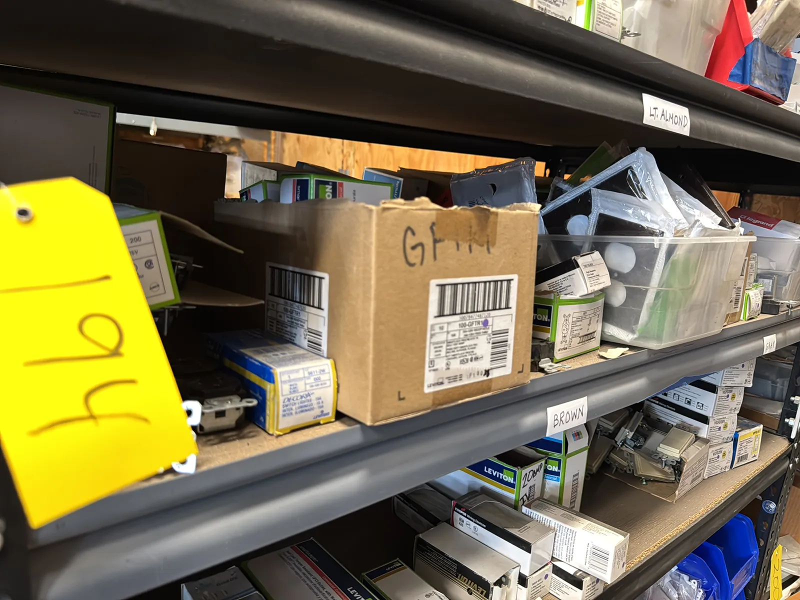 Contents Of (1) Shelf: Leviton Switches, Lutron Switches, Switch Plates And More, photo 1 of 12
