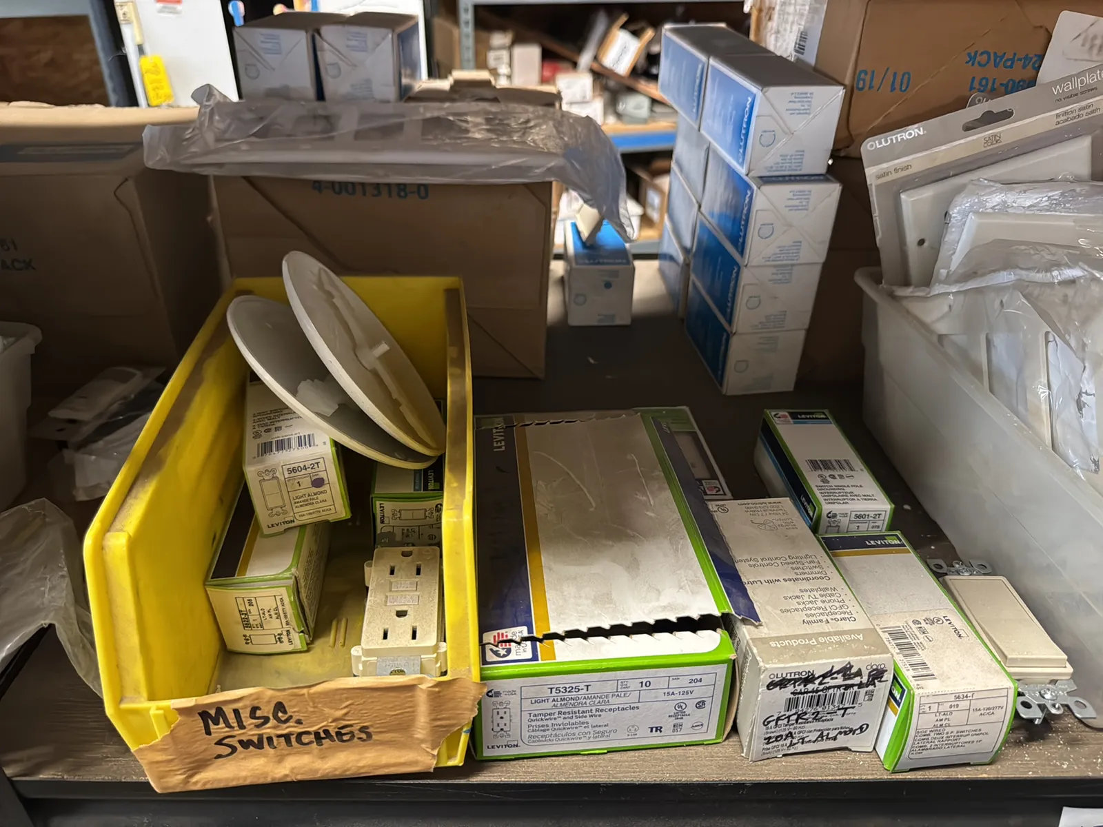 Contents Of (1) Shelf: Leviton Switches, Lutron Switches Switch Plates And More, photo 2 of 9