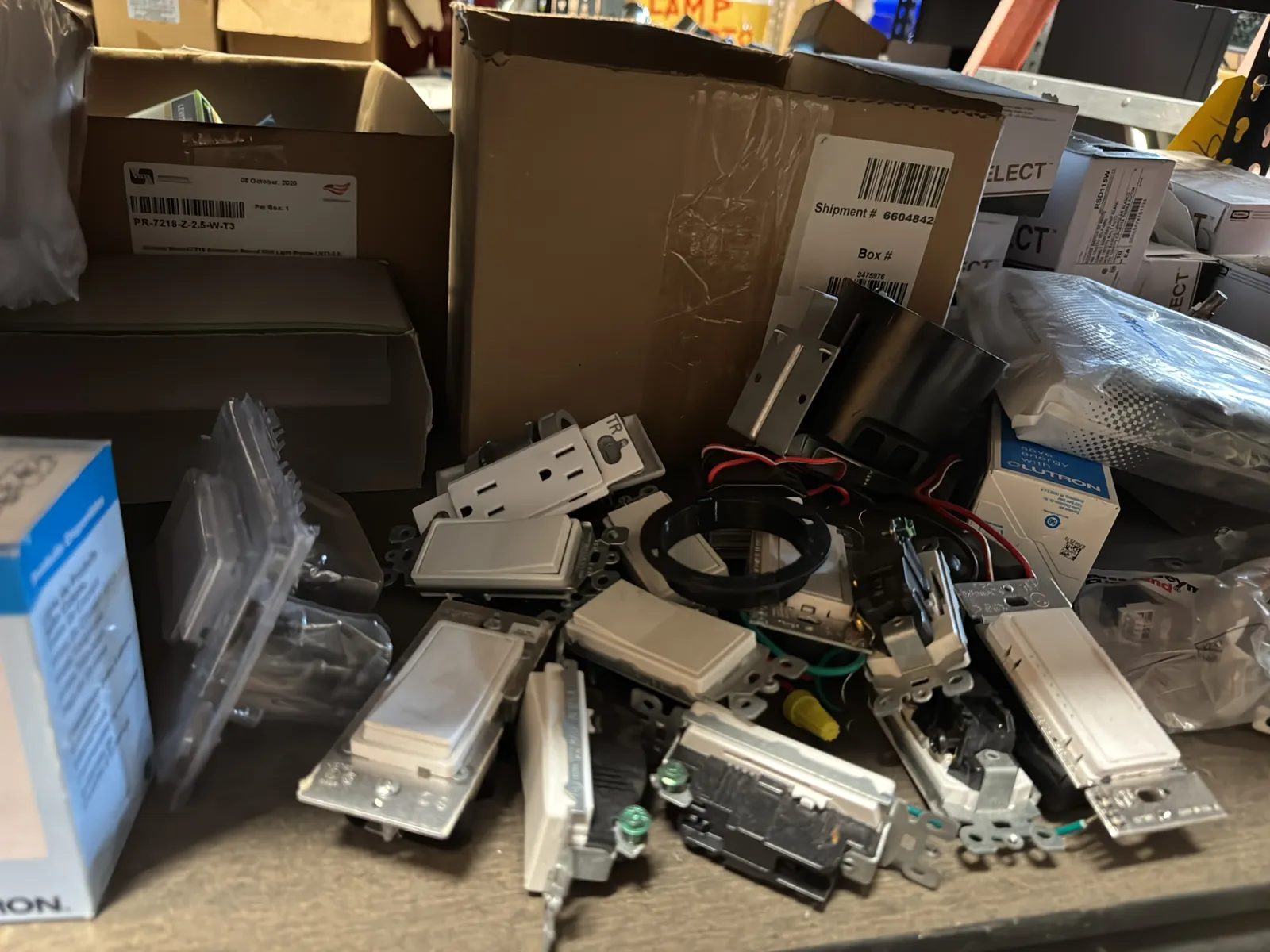 Contents Of (1) Shelf: Hubbell Electrical Hardware , Lutron Switches And More, photo 12 of 12