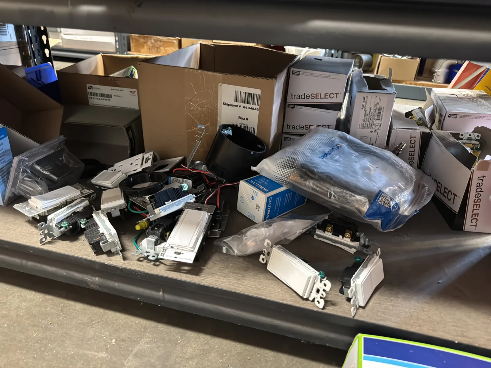 Contents Of (1) Shelf: Hubbell Electrical Hardware , Lutron Switches And More, photo 9 of 12
