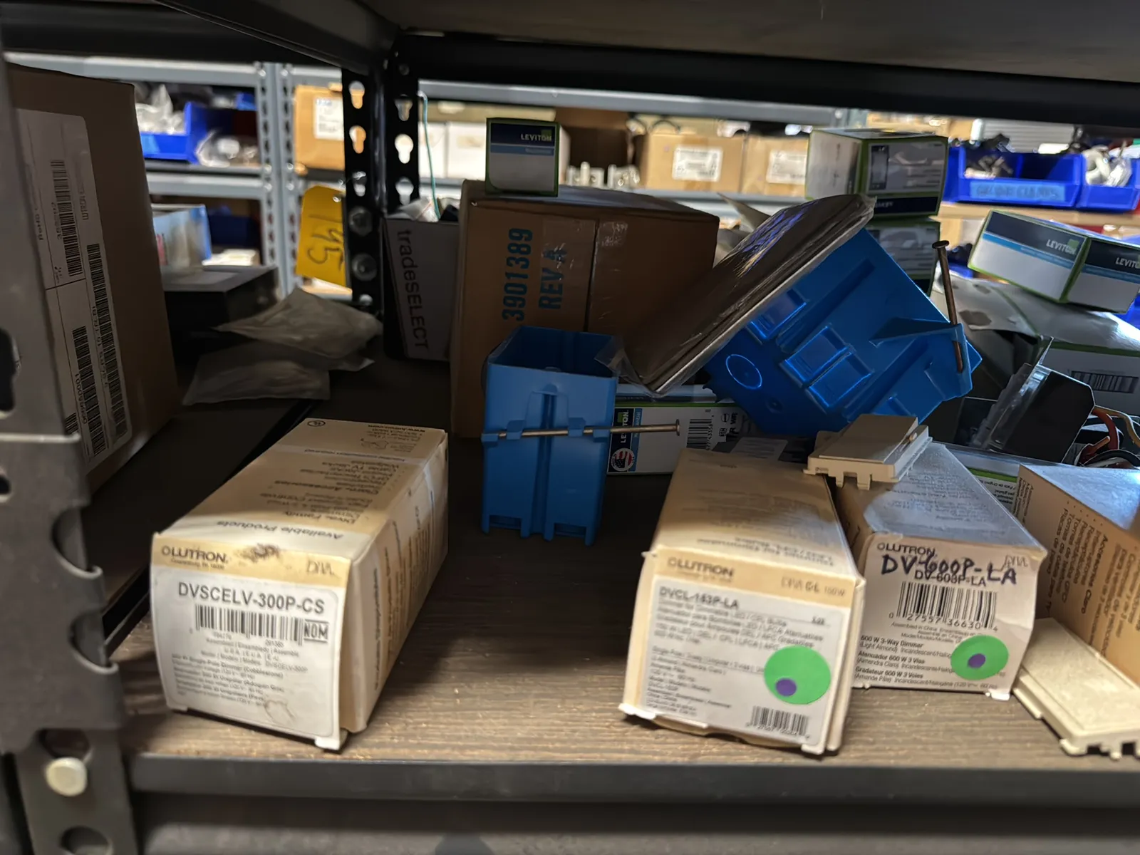 Contents Of (1) Shelf: Leviton Switches , Lutron Switches, Assorted Hardware And Mote, photo 11 of 11