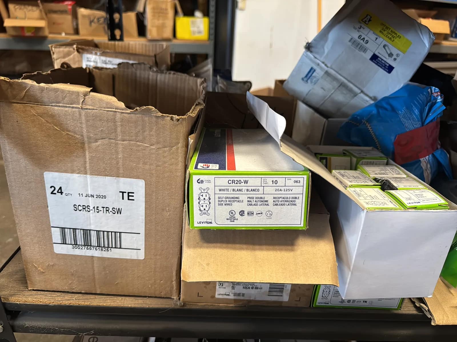 Contents Of (1) Shelf: Leviton Switches, Lutron Switches, Hardware And More, photo 2 of 16
