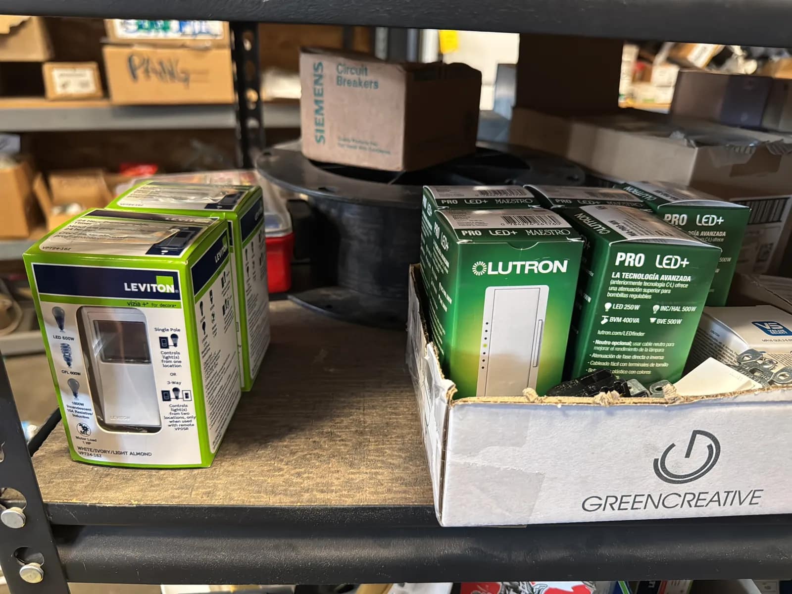 Contents Of (1) Shelf: Leviton Switches, Lutron Switches And More, photo 2 of 12