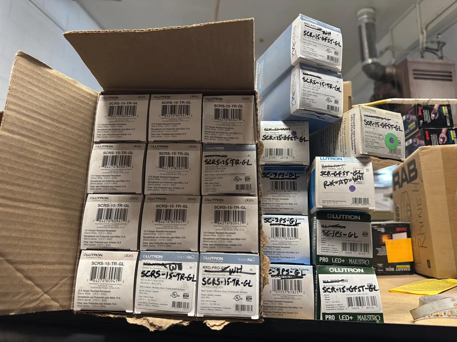Contents Of (3) Top Shelves: Assorted Electrical Supply, Switches, Sensors, Meters And More, photo 13 of 18