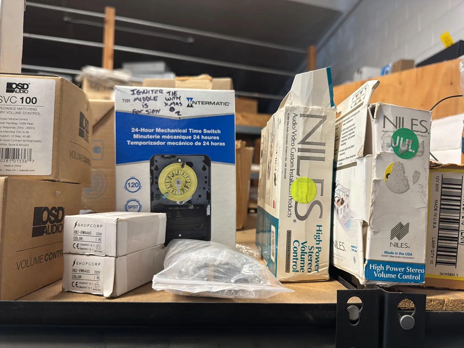 Contents Of (3) Top Shelves: Assorted Electrical Supply, Switches, Sensors, Meters And More, photo 7 of 18