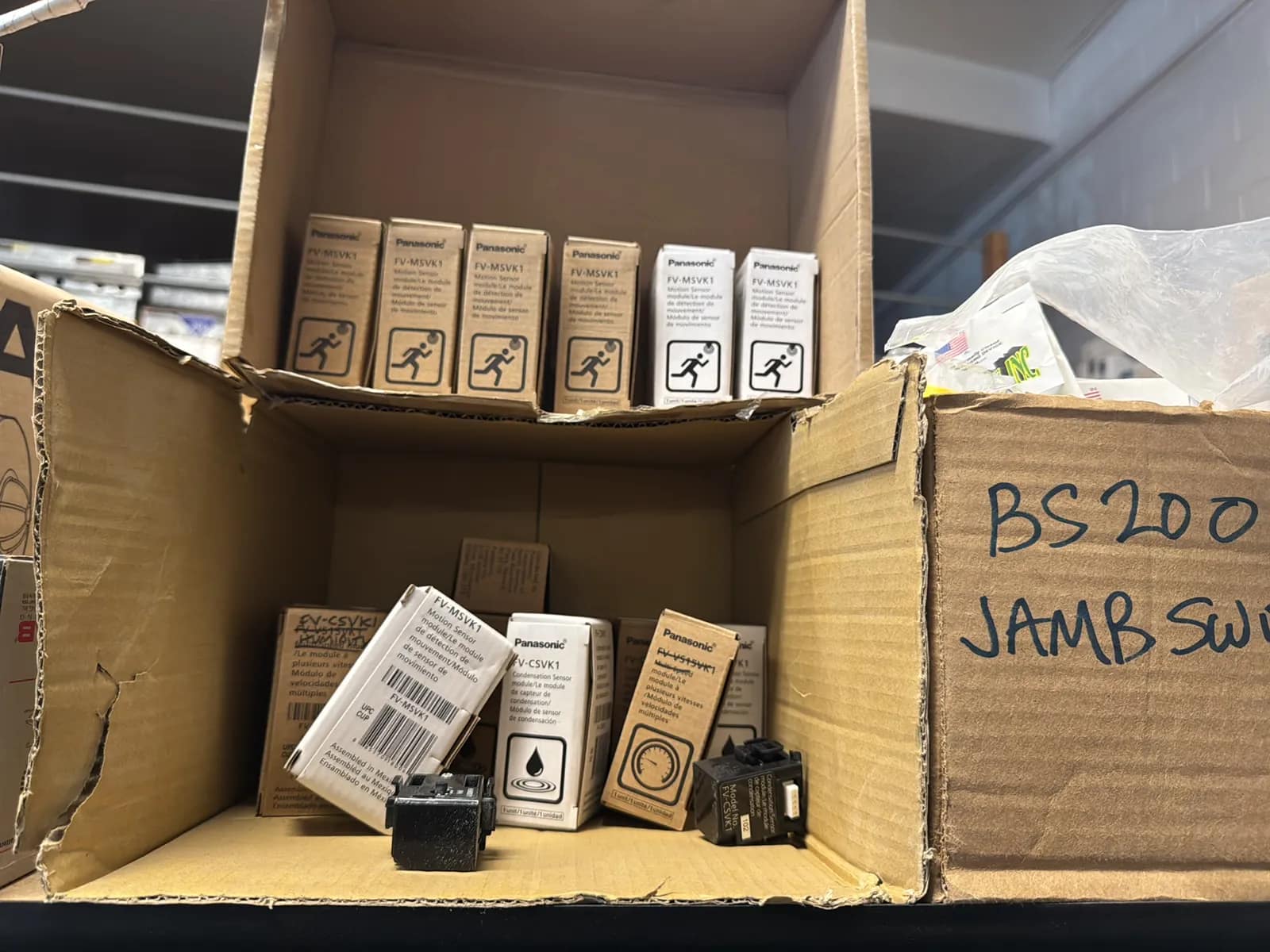 Contents Of (3) Top Shelves: Assorted Electrical Supply, Switches, Sensors, Meters And More, photo 5 of 18