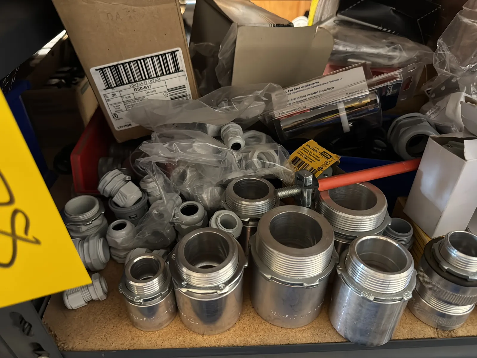 Contents Of (1) Shelf: Assorted Electrical Supply, High Voltage Hardware, Smoke Alarms And More, photo 2 of 13