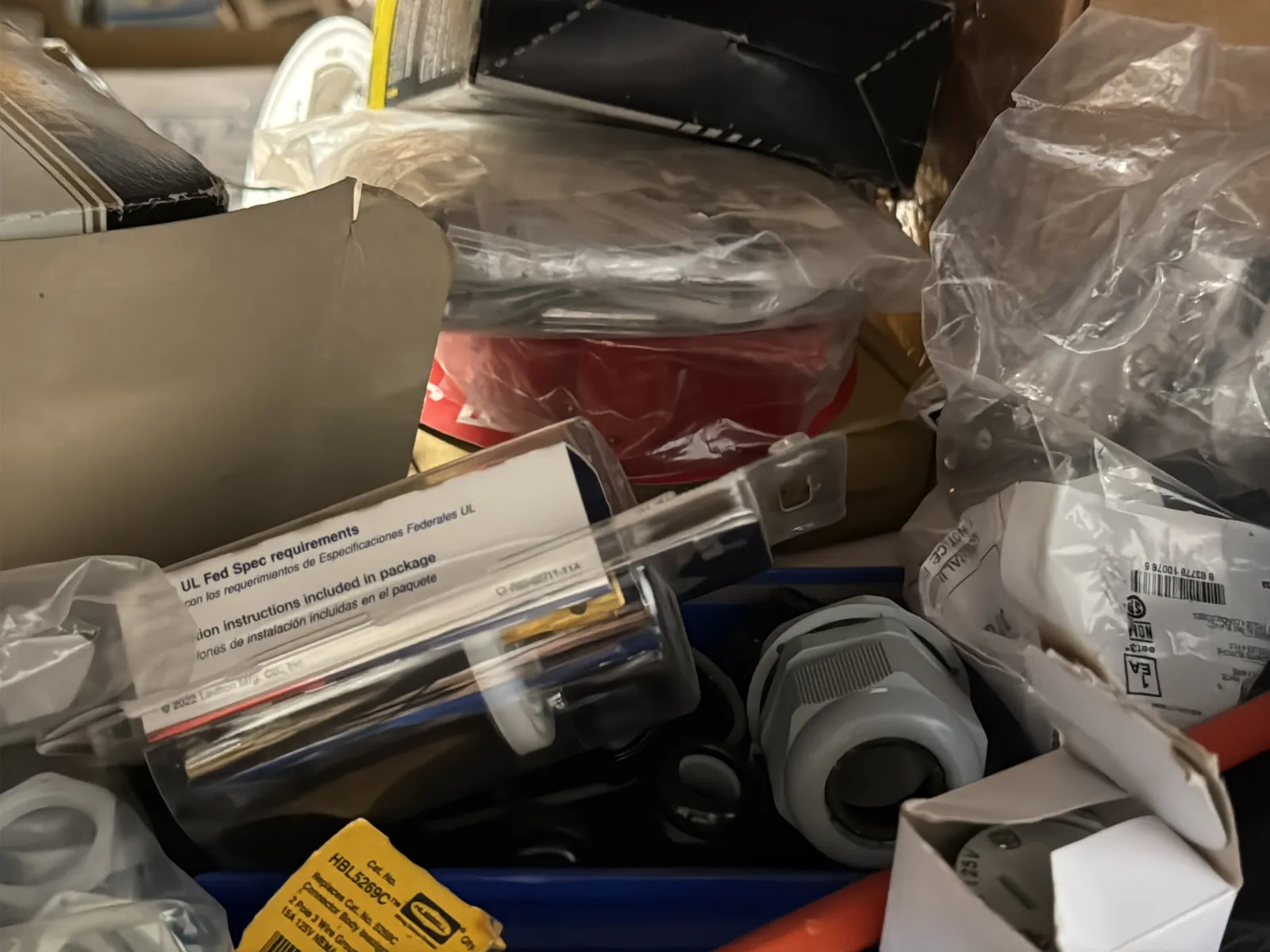 Contents Of (1) Shelf: Assorted Electrical Supply, High Voltage Hardware, Smoke Alarms And More, photo 6 of 13