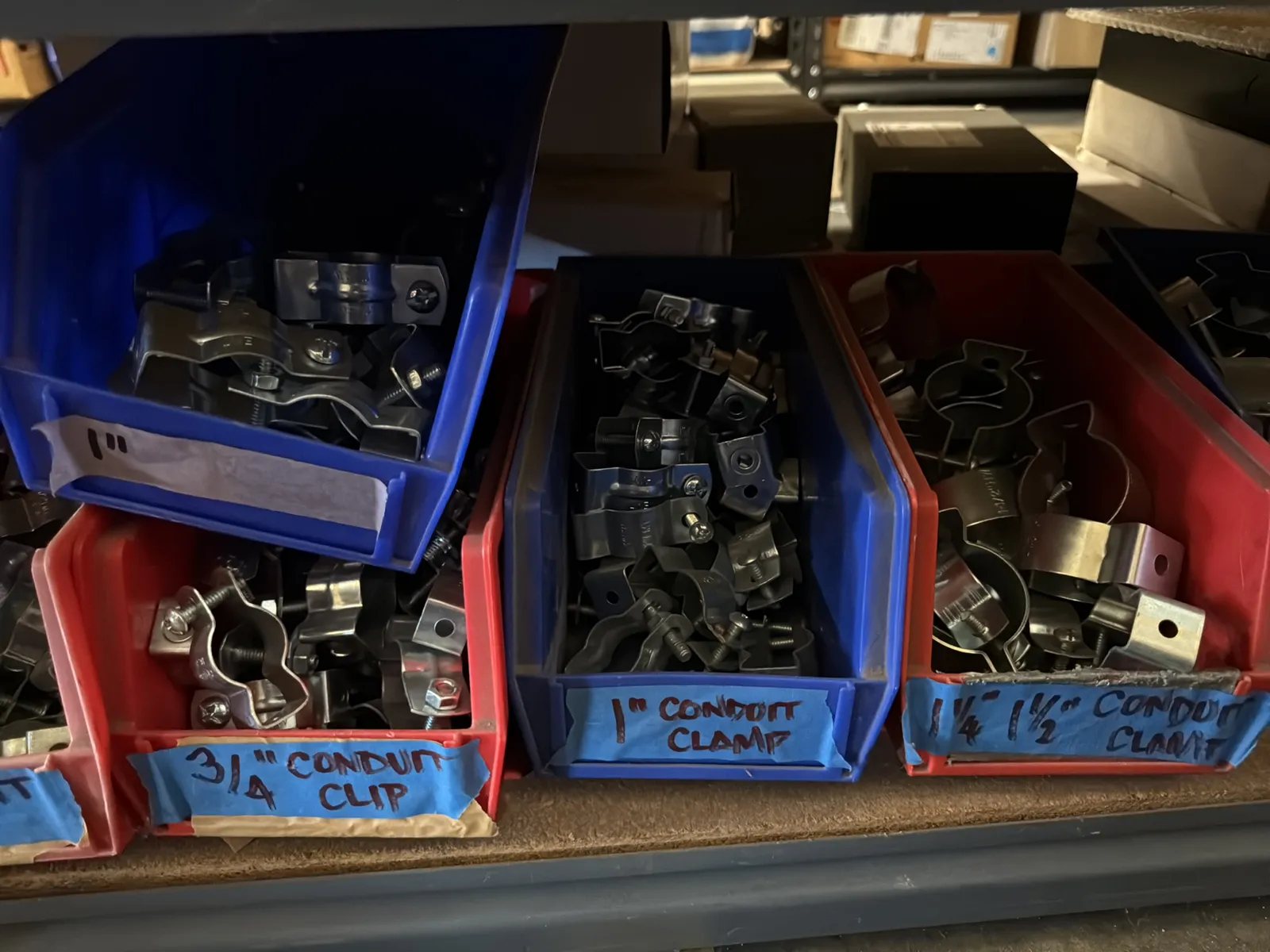 Contents Of (1) Shelf: Assorted Electrical Supply, Clips, Clamping Hardware And More, photo 3 of 11