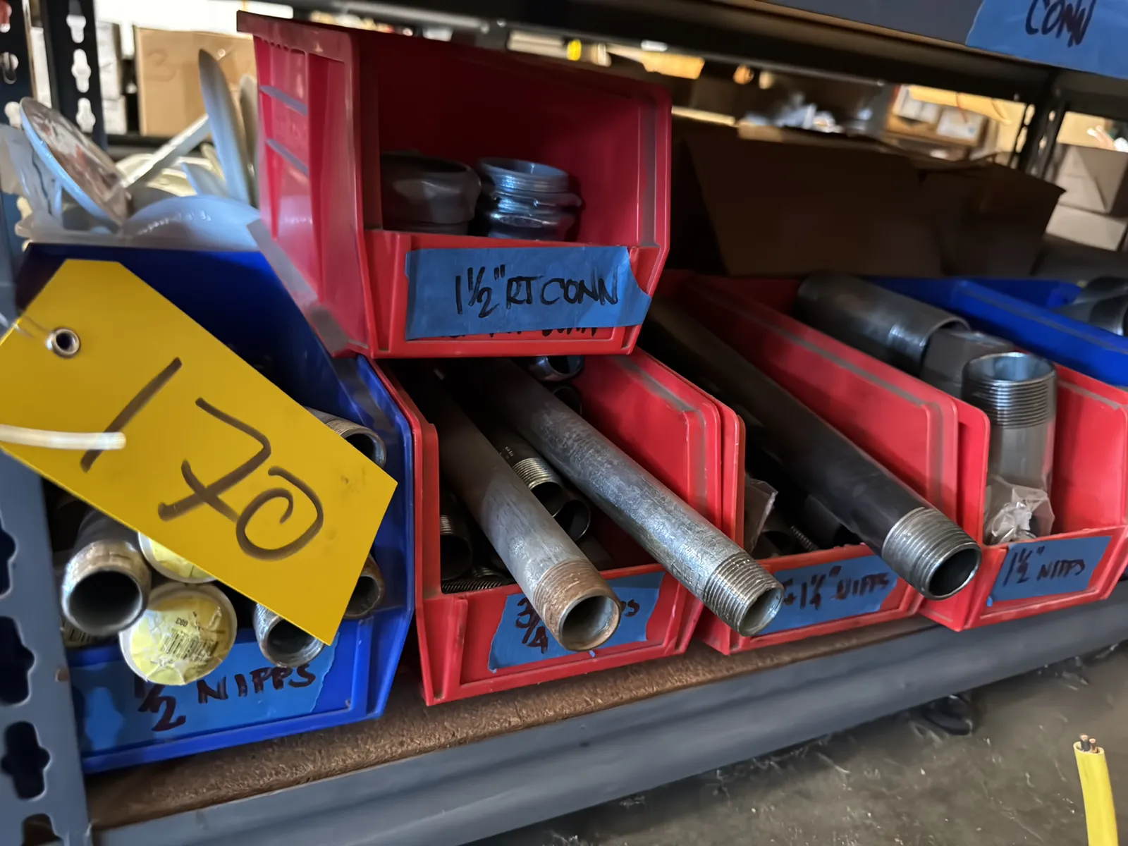 Contents Of (1) Shelf: Assorted Electrical Supply, Conduit Hardware, Pipe Nipples And More, photo 1 of 11