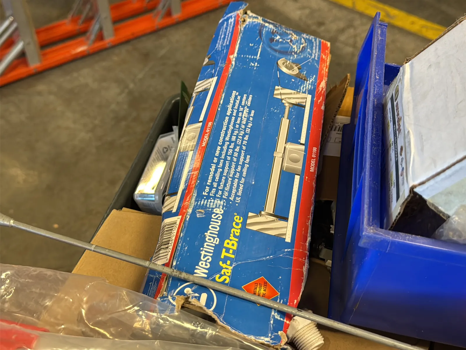 Haulmaster Rolling Cart And Contents: Electrical Supply, Breaker Switches, Light Fixture Boxes, And Cover Plates And Berger Tripod, photo 15 of 22