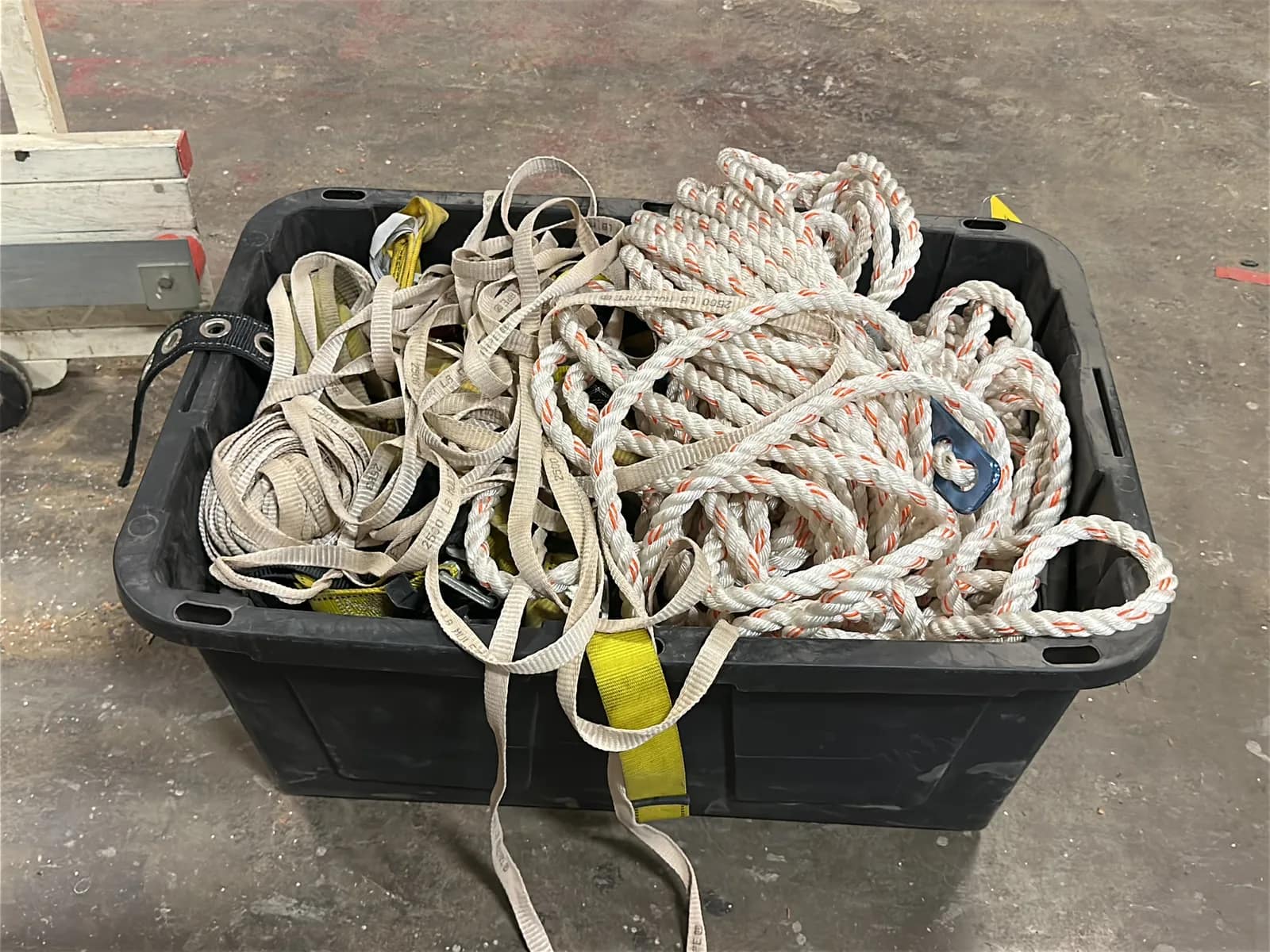 Tote Of Assorted Ropes And Safety Harness Equipment, photo 4 of 4