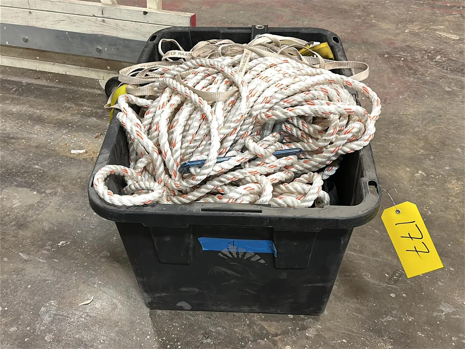 Tote Of Assorted Ropes And Safety Harness Equipment, photo 3 of 4
