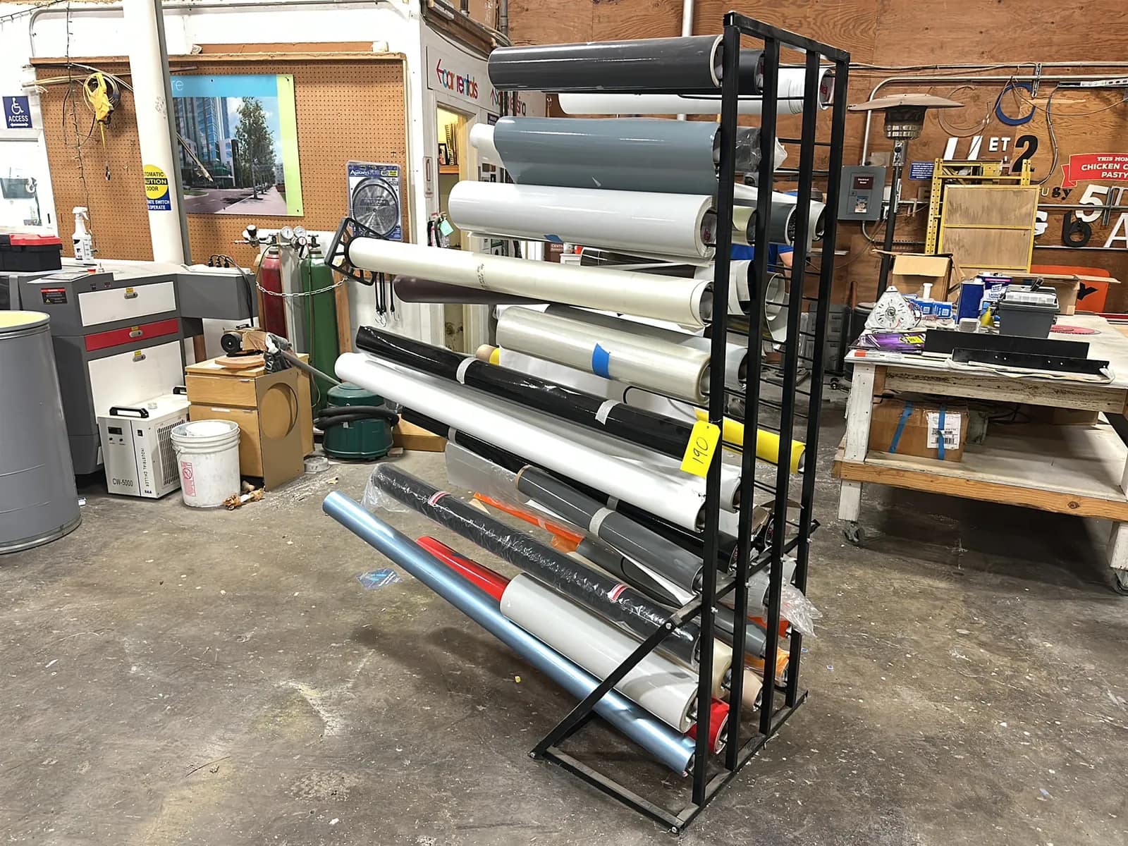 Material Roll Rack With (25) Assorted Vinyl Rolls, photo 6 of 6