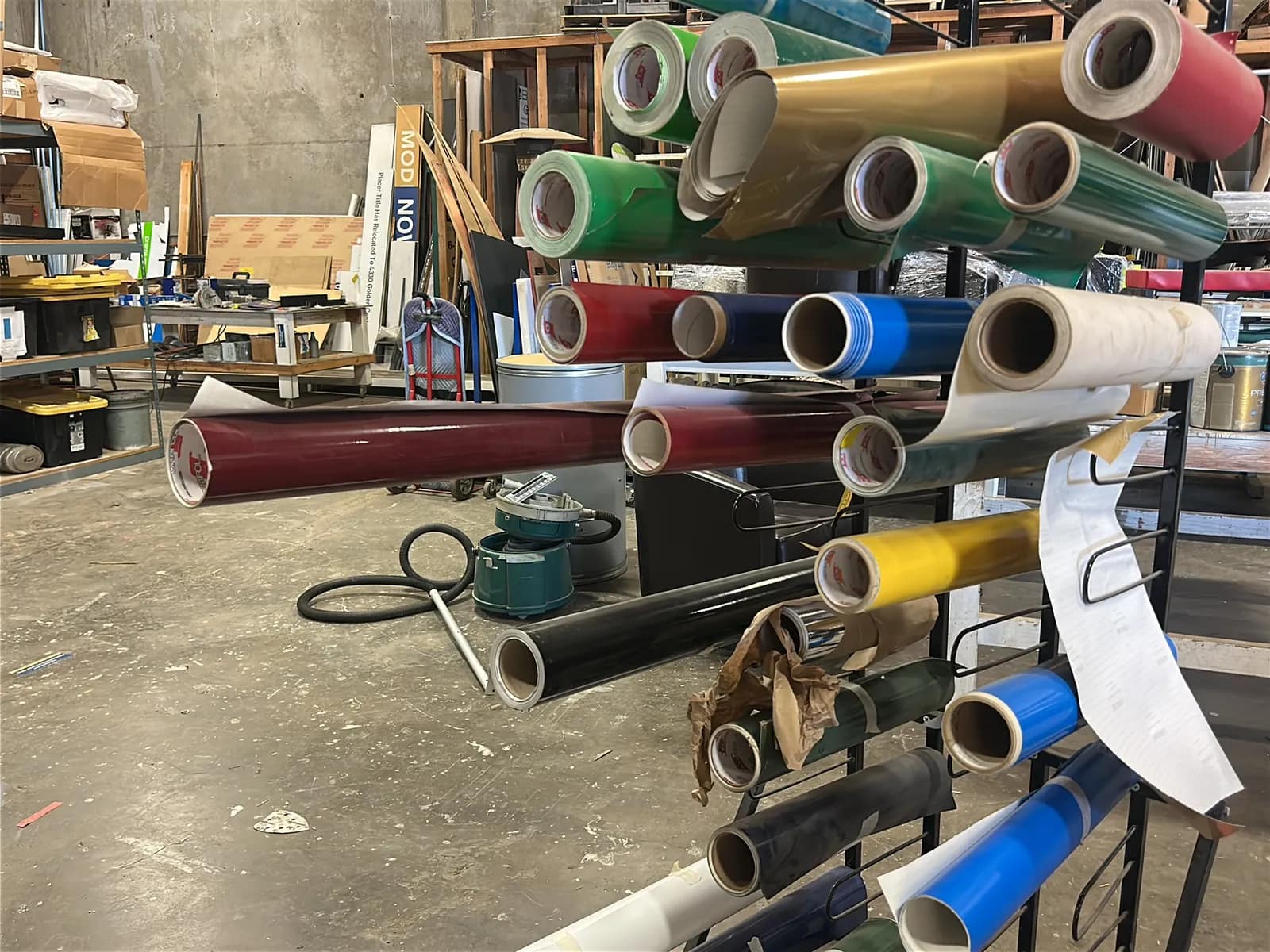 Material Rack With (23) Assorted Vinyl Rolls, photo 3 of 5