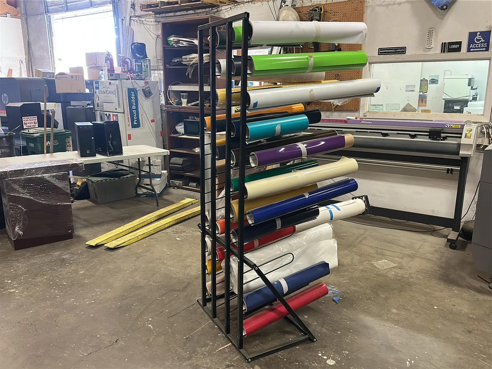 Material Rack With (31) Assorted Vinyl Rolls, photo 6 of 6